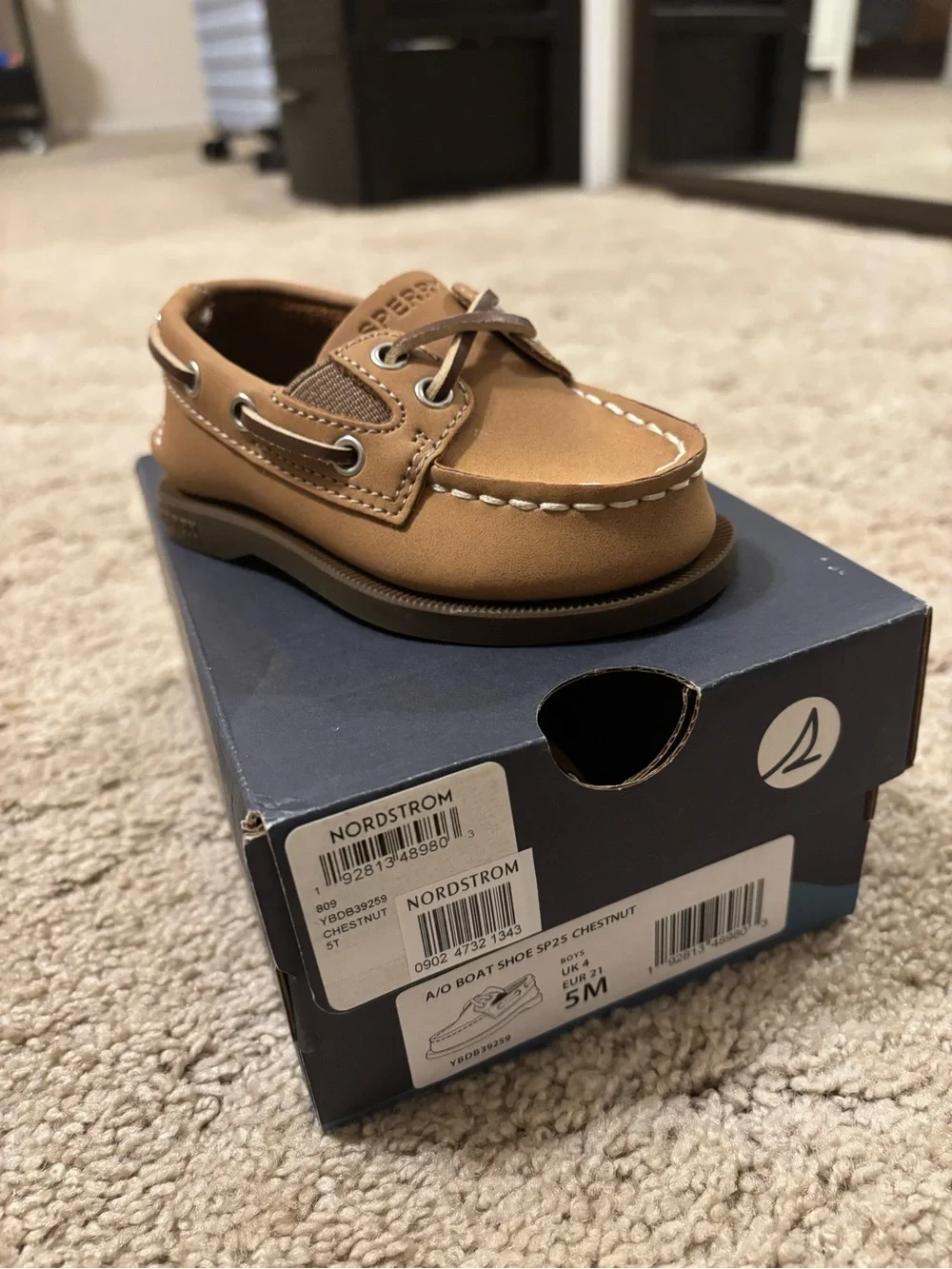 Nordstrom Kids Chestnut Moccasin Boat Shoe